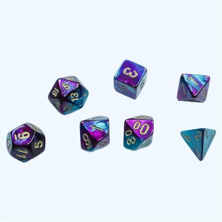 TIME2PLAY Cube Mini Gemini Dice, Purple-Teal & Gold - Set of 7 TI3297588